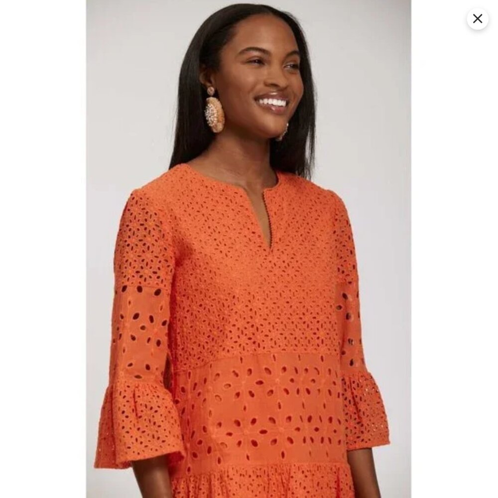 NWT Tyler Boe Ingrid Eyelet Skimmer Orange Dress - Picture 2 of 8
